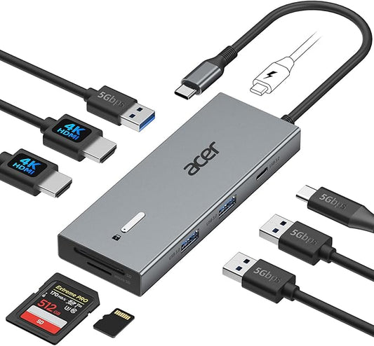 Acer USB-C Docking Station Dual Monitor, 9-in-1 Laptop Dock by Unknown