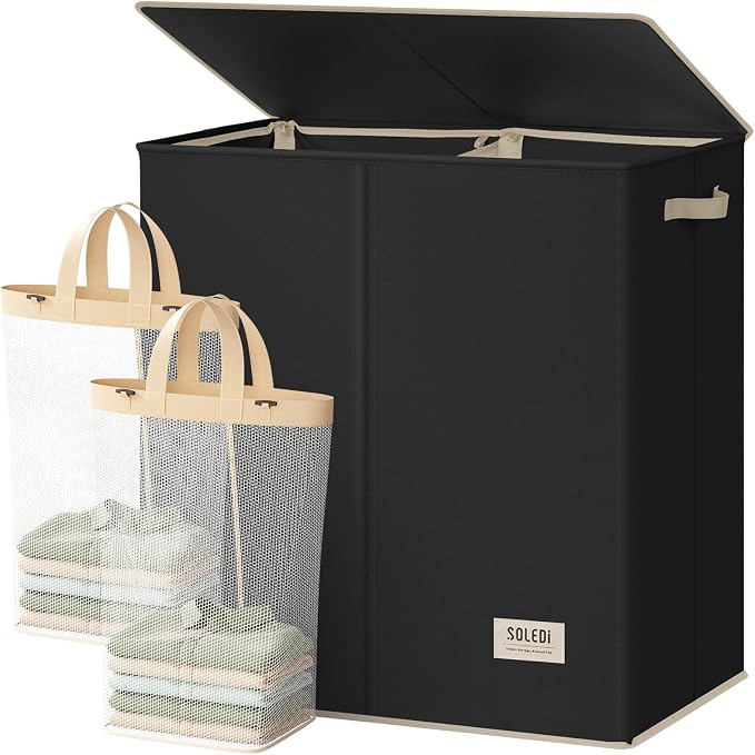 SOLEDI Large Double Laundry Hamper by SOLEDI