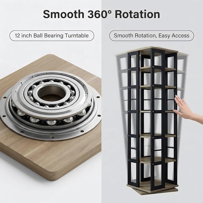 Heavy Duty CD Rack Tower, Media Storage Cabinet, 6 Tier Rotating Media Tower - Image 4