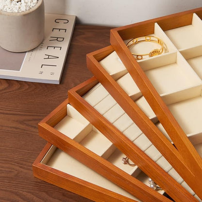 Oirlv Wood 13 Grids Necklace/Bracelet/Pendant Display Tray Jewelry Drawer - Image 6