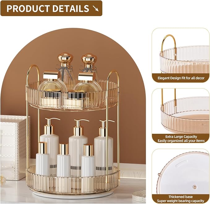 360° Rotating Makeup Organizer for Vanity - Image 6