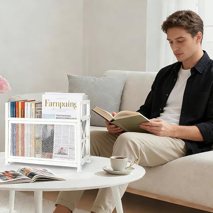 White Magazine Holder, Magazine File Holder | Magazine Rack Floor Magazine - Image 7