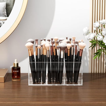 HIIMIEI Clear Makeup Brush Holder Organizer Acrylic 6-Slots Cosmetic Brushes - Image 3