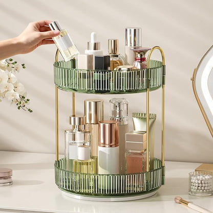 360° Rotating Makeup Organizer, Large Capacity Skincare Organizer, 2 Tier - Image 4