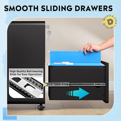 DEVAISE 3-Drawer File Cabinet, Thickened Metal Mobile Filing Cabinet - Image 7