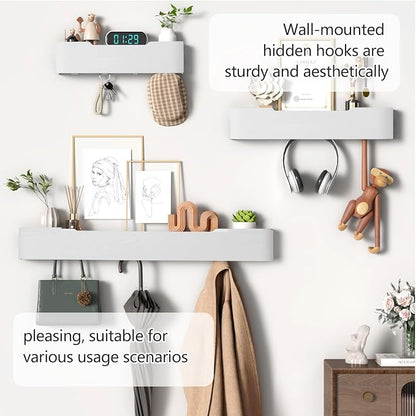 Coat Rack Wall Mount with Hidden Hooks Modern Key Holder Wood Entryway Hook - Image 7