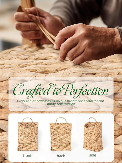 VerdantVibes Handwoven Wall Hanging Basket – Natural Water Hyacinth Basket - Image 6