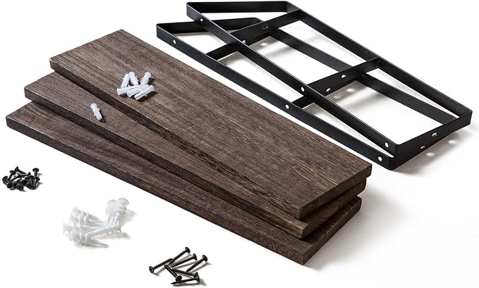 Mkono Floating Wall Shelves 3 Tier 17 Inch Rustic Hanging Shelf - Image 7