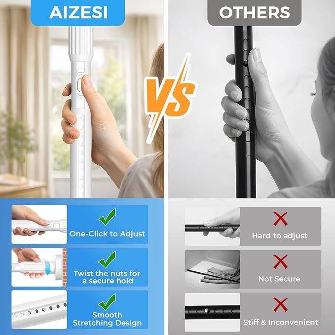 AIZESI 41-144 Inch Heavy Duty Tension Curtain Rod - Image 5