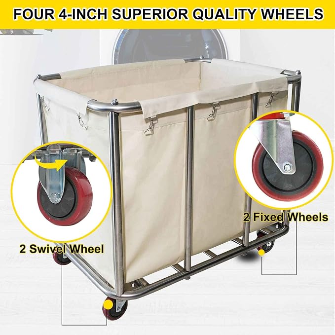 Laundry Cart Commercial, 11.35 Bushel Large Industrial Rolling Laundry Hamper - Image 6