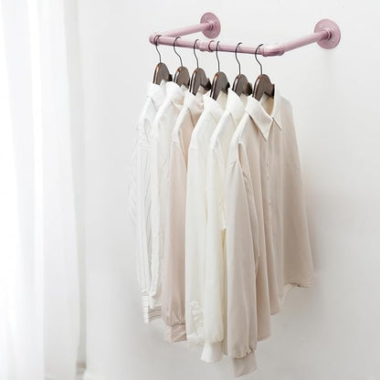 WEBI Industrial Pipe Clothing Rack, Heavy Duty Metal Garment Rack Bar Wall - Image 3