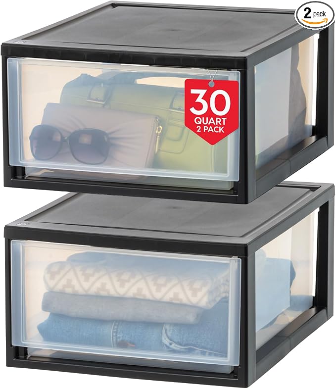 IRIS USA 30 Qt. Plastic Drawer Storage Organizer Stacking Drawers, Stackable by IRISUSA