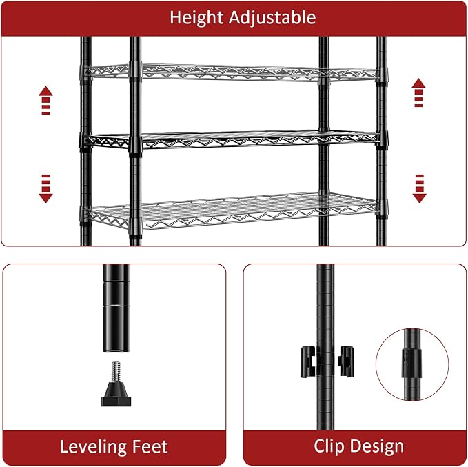 IZEUK 3 Tier Heavy Duty Steel Storage Shelves, Metal Shelf Wire Shelving Rack - Image 4