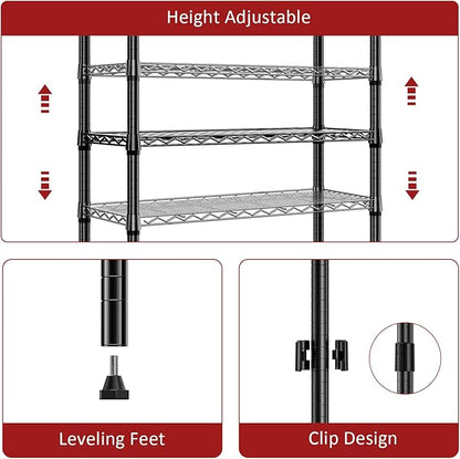 IZEUK 4 Tier Steel Storage Shelves, Heavy Duty Metal Shelf Wire Shelving Rack - Image 4