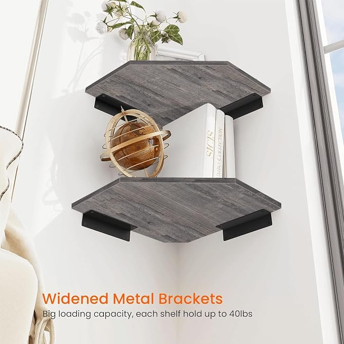 Corner Shelf Wall Mount, Cable Box, Wood Hanging Storage Shelf Organizer - Image 6