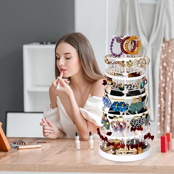 17Dec 6 Tier Rotating Jewelry Organizer Stand, 230 Holes Earring Holder - Image 7