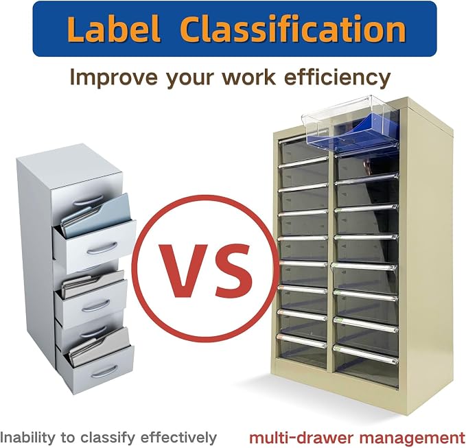File Cabinet 18 Medium Transparent Drawers Vertical Home Office Storage Paper - Image 4