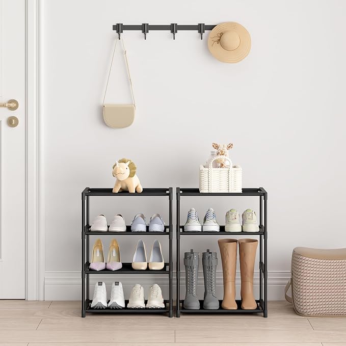 Autonomier 4 Tier Extra Small Shoe Rack, Narrow Stackable Kids Toddler Adult - Image 2