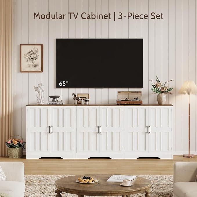 Sideboard Buffet Cabinet, Modern Farmhouse Kitchen Storage Cabinet, 94.5" - Image 7