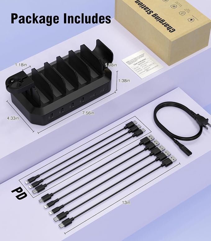 95W Fast Charging Station for Multiple Devices【Patent & Safety Certs】 6-Port - Image 8
