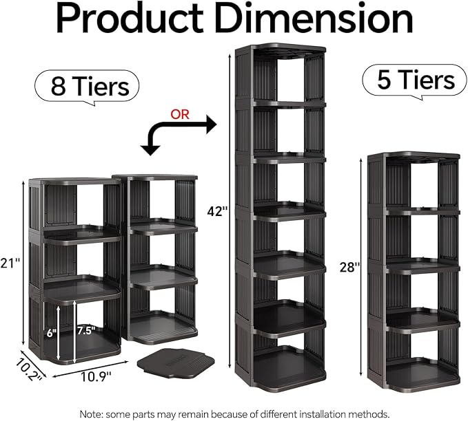 Kitstorack 8-Tier Vertical Plastic Shoe Rack, Freestanding Stackable Storage - Image 3