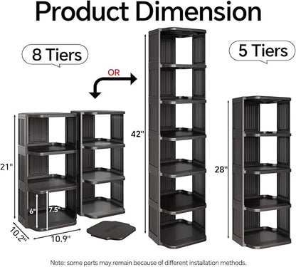 Kitstorack 8-Tier Vertical Plastic Shoe Rack, Freestanding Stackable Storage - Image 3