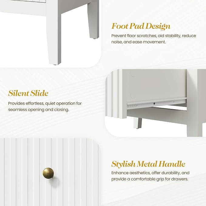 RoyalCraft White Fluted 5 Drawer Dresser - Image 8