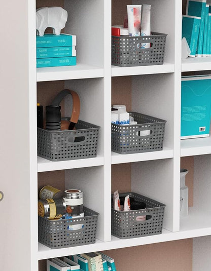 WYT 12-Pack Plastic Small Shelf Storage Weave Baskets - Image 7