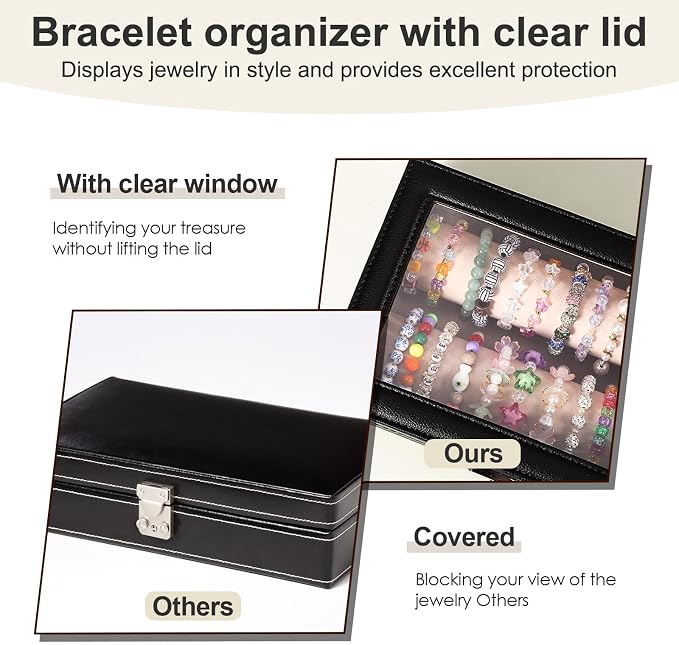 Bracelet Display Stand with Transparent Lid Display Jewelry Storage Box Suitable - Image 4