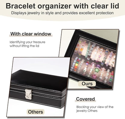 Bracelet Display Stand with Transparent Lid Display Jewelry Storage Box Suitable - Image 4