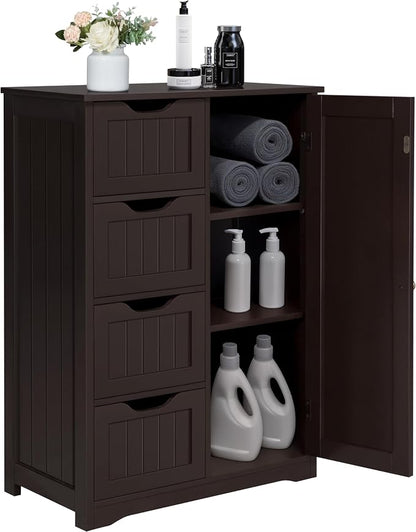 Yaheetech Wooden Bathroom Floor Cabinet, Side Storage Organizer Cabinet by Unknown