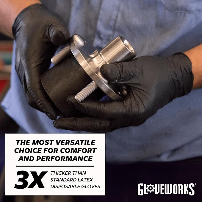 GLOVEWORKS Black Nitrile Gloves 5 Mil Disposable, Latex Free, Textured Grip - Image 3