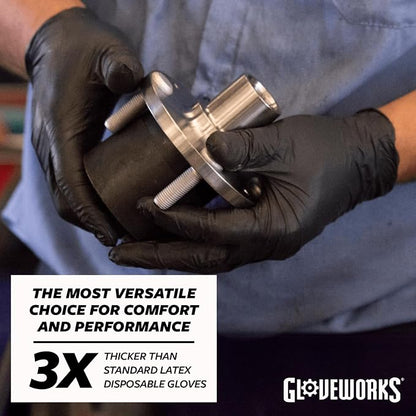 GLOVEWORKS Black Nitrile Gloves 5 Mil Disposable, Latex Free, Textured Grip - Image 3