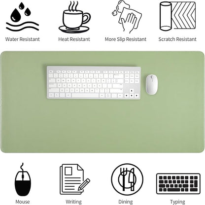 Light Green Desk Mat with Stitched Edges, Large Mouse Pad, Non-Slip Desk - Image 4