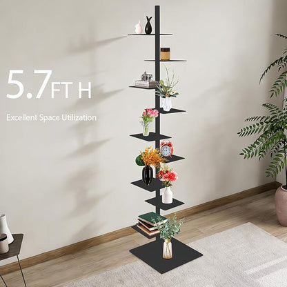 9 Tier Metal Spine Bookshelf Tower, Adjustable Vertical Tower - Image 3