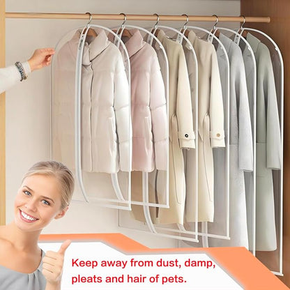 Clear Garment Bags for Hanging Clothes Travel Clothes Storage Bags Closet Cover - Image 4