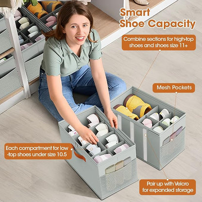 4 Pack Shoe Organizer for Closet, Foldable Shoe Storage Organizer - Image 6