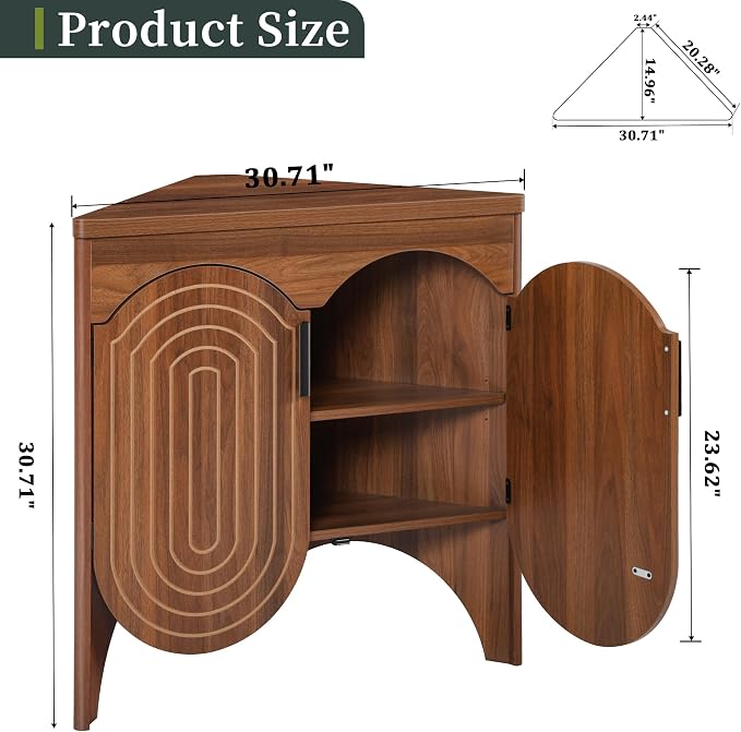 Small Corner Storage Cabinet, Mid Century Modern Floor Corner Cabinet - Image 2