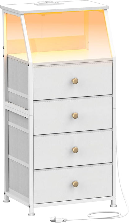 Tohomeor Dresser with Fabric Drawers Nightstand with 2 Tier Shelf Storage Tower by Tohomeor