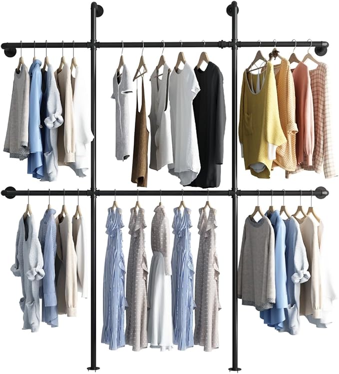 Industrial Pipe Clothing Rack Wall Mount, Heavy Duty Pipe Clothing Rack - Image 7