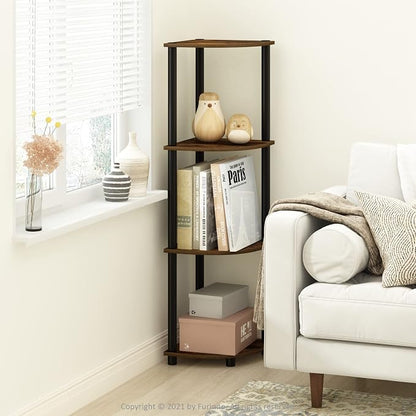 Furinno TURN-N-TUBE Corner Shelf, 4-Tier Corner Bookshelf, Display Storage - Image 2
