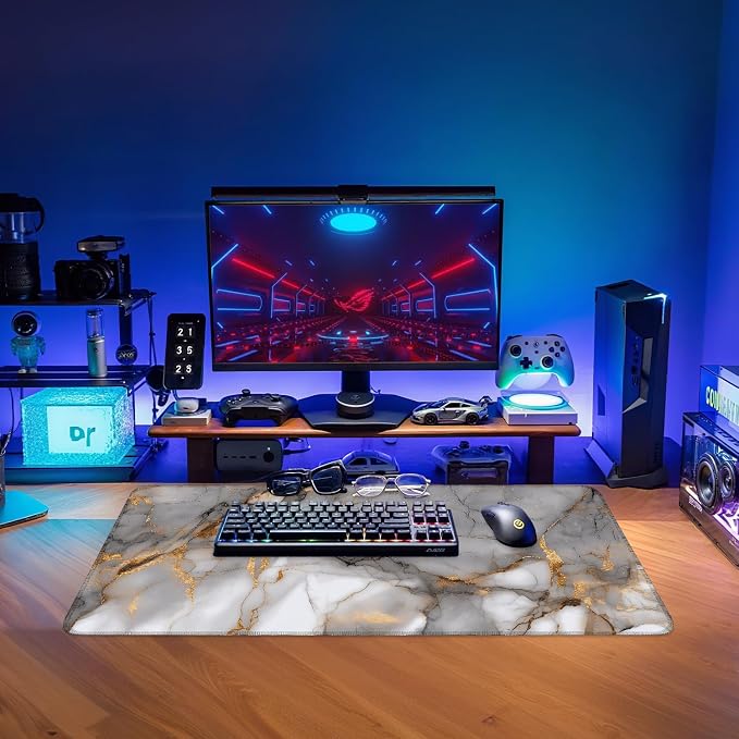 Marble Stripes Gaming Mouse Pad 31.5"x11.8"Desk Mat Anti-Slip Rubber Base & - Image 9