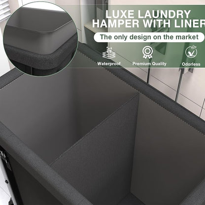 50 Gal Laundry Basket with Lid, Rolling Laundry Hamper with Wheels, Dirty - Image 3