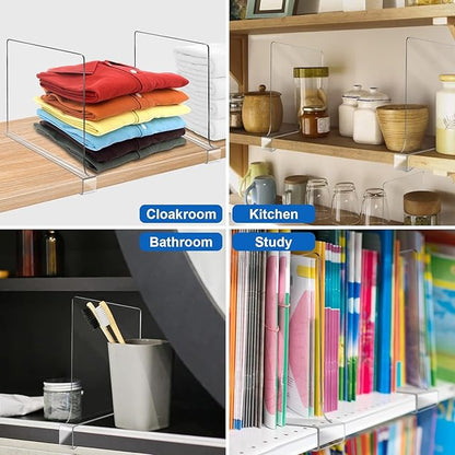 11 Inches Clear Shelf Dividers for Closet Organization and Storage, 6 Pack - Image 2