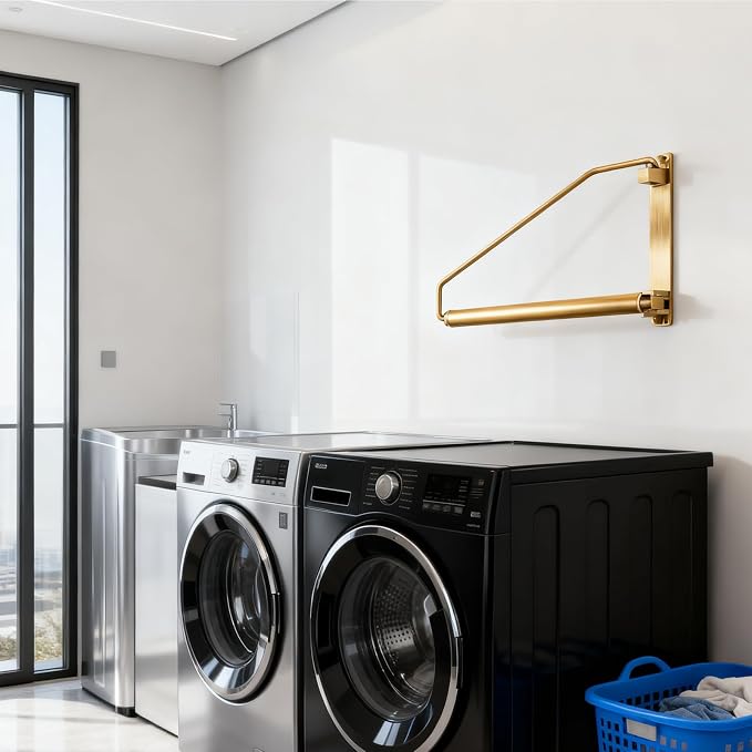 Folding Wall Mounted Clothes Hanger Rack Clothes Hook Solid Brass - Image 4