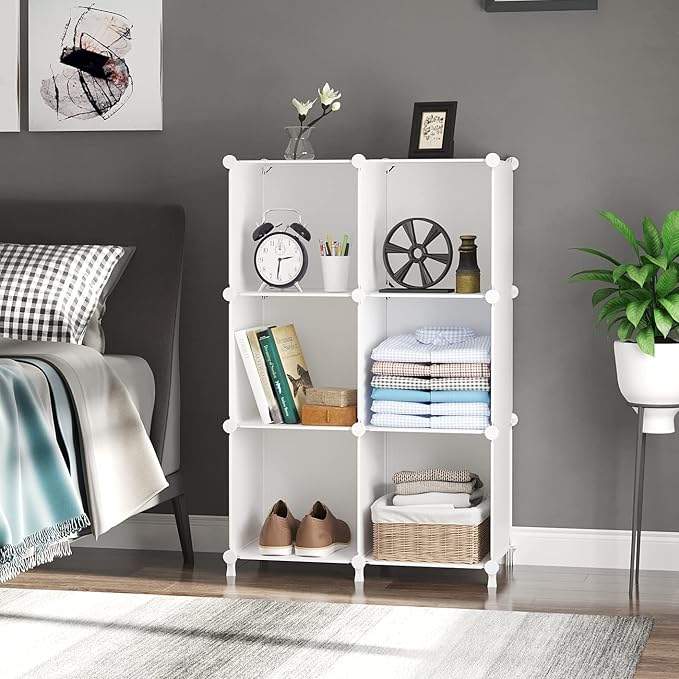 AWTATOS Cube Storage Organizer, Storage Cubes Shelves Bookshelf, 6 Cube Closet - Image 4