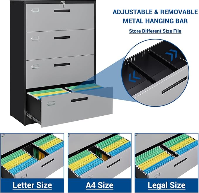 Metal Steel 4 Drawer Lateral File Cabinet - Image 5