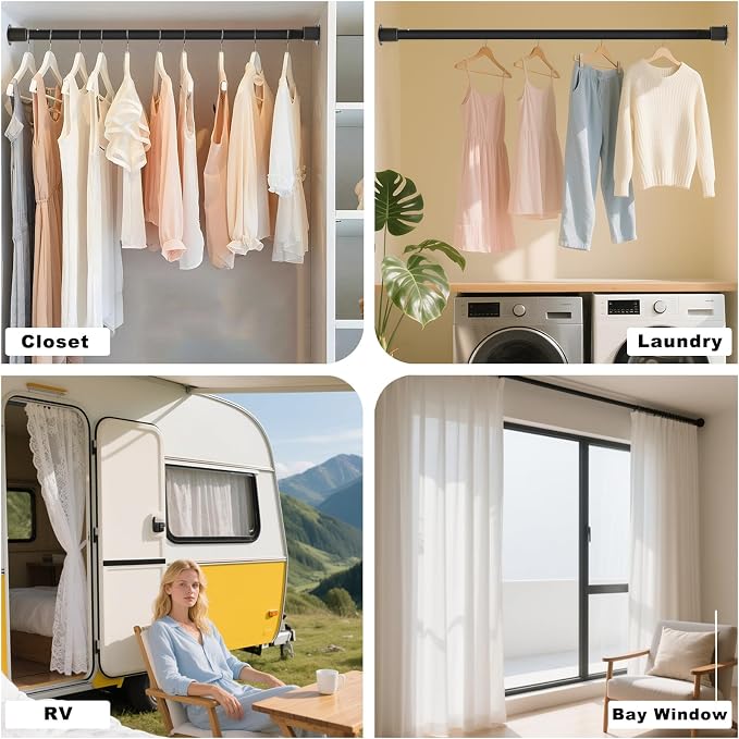 Closet Rods for Hanging Clothes, 16.5 to 102 Inches Adjustable Closet Rod - Image 6