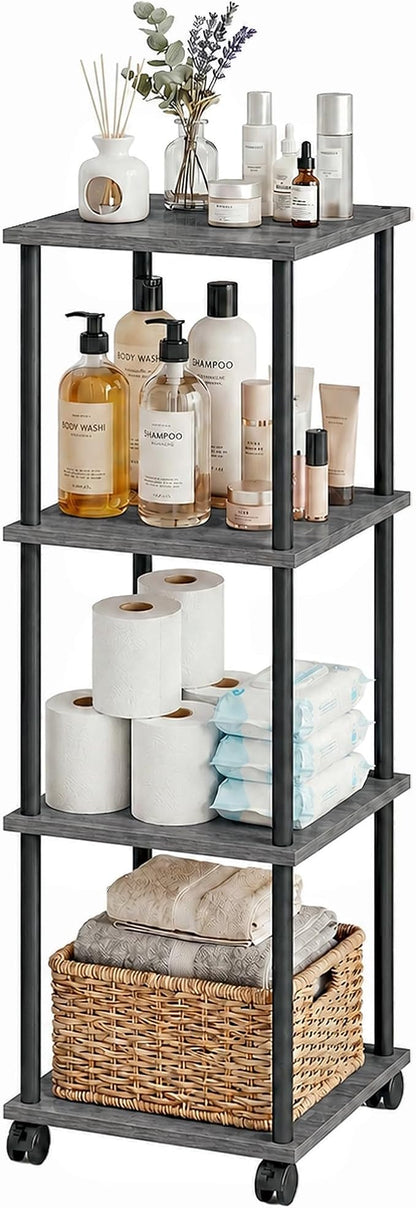 4-Tier 38.2" Tall Oak Grey Bathroom Shelving Unit by GoodChoiceofGreenery
