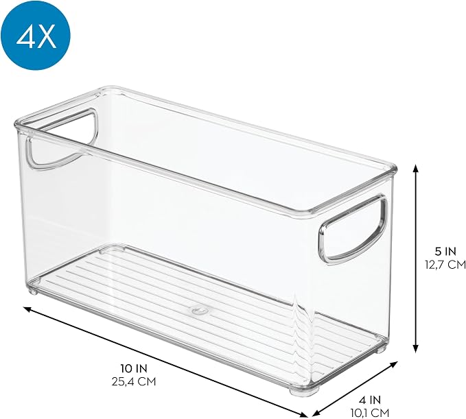 iDesign Slim Clear Plastic Stackable Storage Bin, Tall Narrow - Image 4